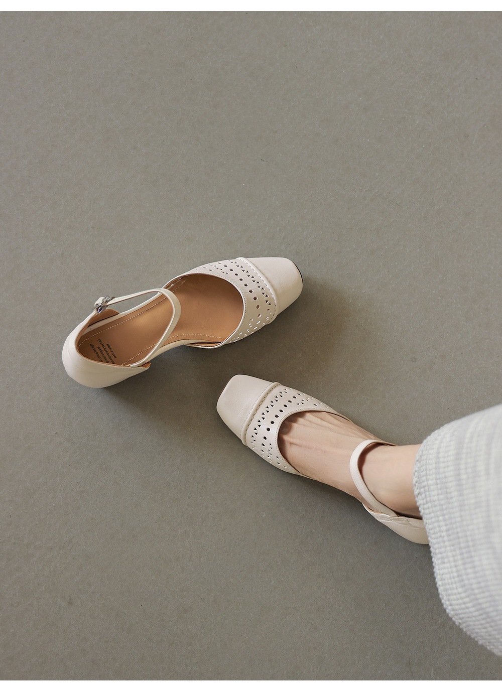 Sandal nữ da cừu mũi trùm gót thấp quai ngang một dây hở gót — màu tím chi tiết 17