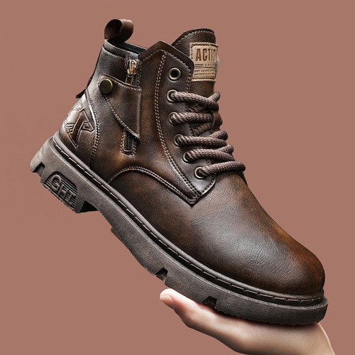  new men's Martin boots on behalf of men, retro trendy British style work boots, non-slip waterproof practical short boots