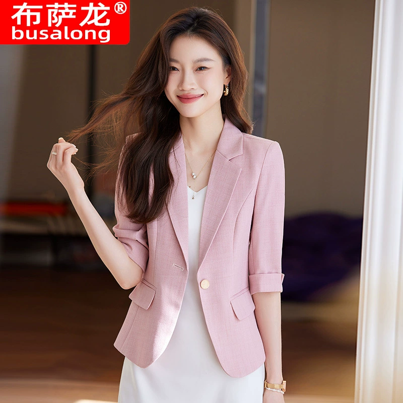 2025 новый Busa Ron busalong женский средний рукав профессиональный маленький костюм, женское одиночное пальто, комбинезон 8634
