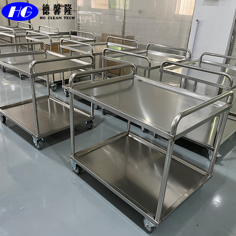 德馨隆不锈钢推车 果鲜周转车双层推车  sus304不锈钢