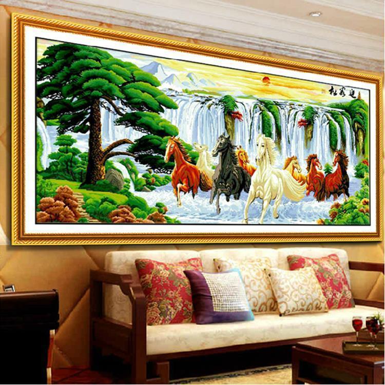 Auténtico Punto de Cruz de la Mona Lisa, Pino de Bienvenida, Éxito en la Primera Intentosa, Nuevo Estilo para Sala de Estar, 58 Colores, Bordado Completo sin Borde image 5