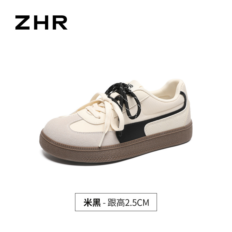 ZHR则则米黑拼色厚底休闲板鞋女2025轻便通勤休闲鞋外穿百搭板鞋|undefined