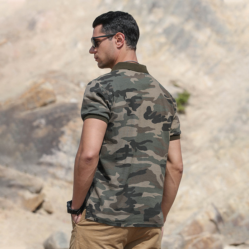 AK ARMY 男裝 迷彩短袖T恤衫男夏季寬松體恤衫男翻領(lǐng)軍旅t恤polo