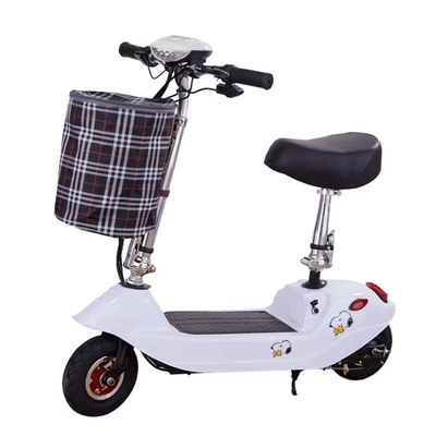 Dolphin Mini Electric Vehicle: Qatlanan elektrik skuterlər - white-24v-8a-brushed-motor-dedicated-battery