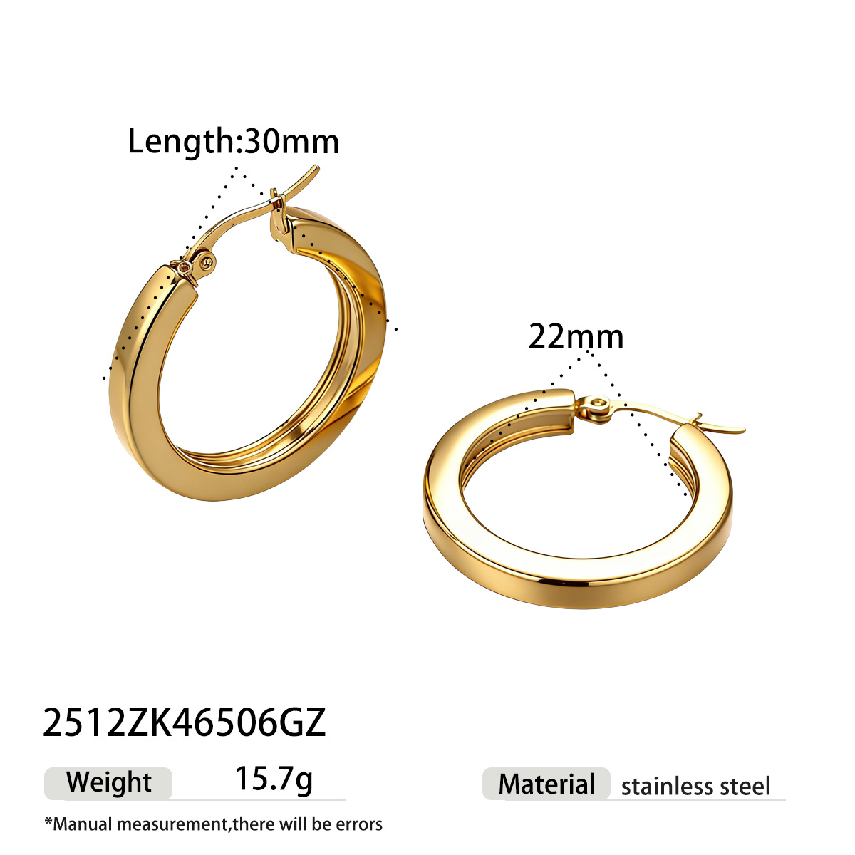 Taina europa y americana de acero inoxidable anillo de acero de titanio 18K diseño chapado en oro simple pernos de orejas joyerías transfronterizas venta caliente
