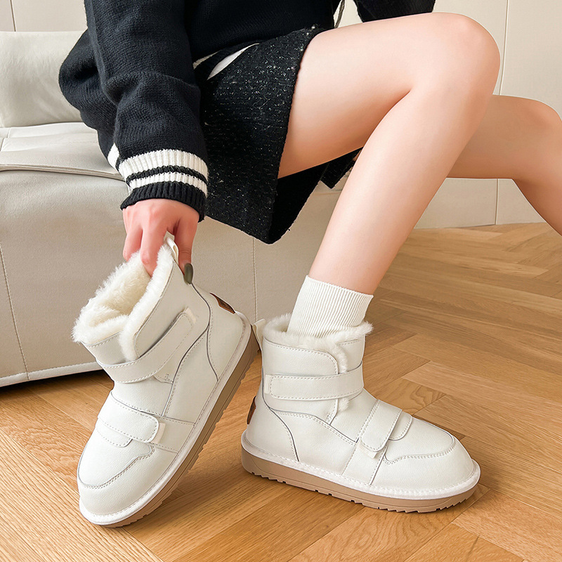 Augusto botas de nieve para mujer 2023 Invierno nuevo forro de lana gruesa casual de suela gruesa zapatos de algodón acolchado botas exteriores cortas