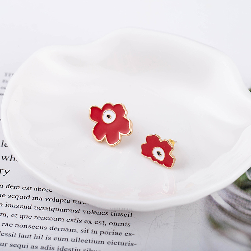 Korean Fashion Dripping Oil Flower Earrings display picture 5