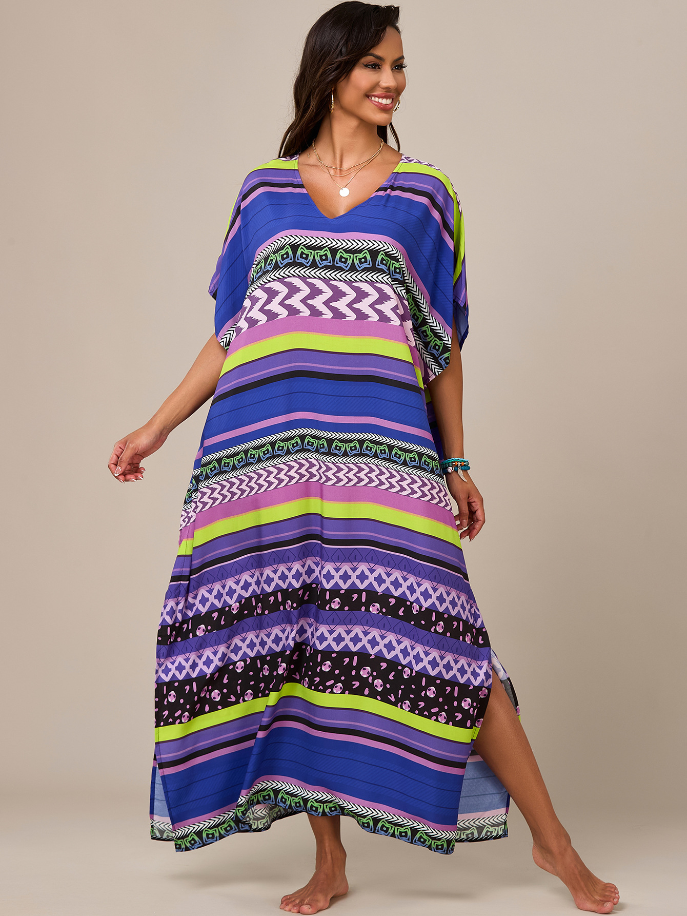 Blusa de playa con estampado de rayón europeo y americano transfronterizo bikini de vacaciones camisa de protección solar traje de baño blusa exterior M14