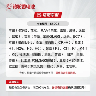 Suitable for Camel Battery Car battery/battery
