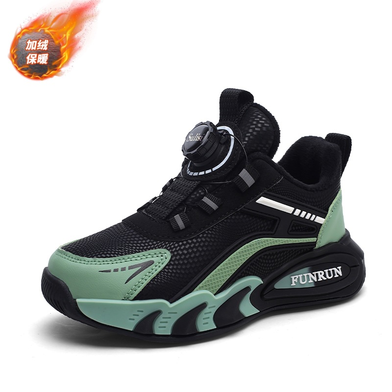 Zapatos infantiles de niñas zapatos deportivos de otoño y invierno 2025, nuevos zapatos de algodón caliente ligero y resistente al desgaste zapatos de botón de niño