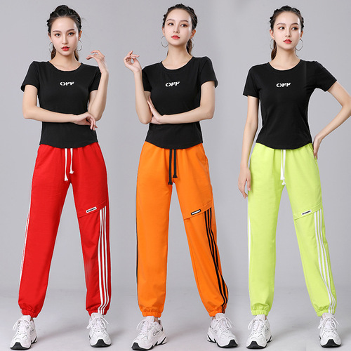  Bejanari square dance new spring and summer short-sleeved T-shirt webbing sweatpants dance sports casual performance clothing