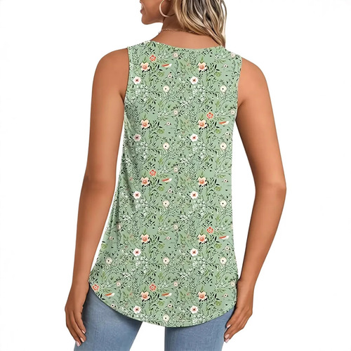 2025 Western and European Fashion Pleated Floral Sleeveless Backless Top