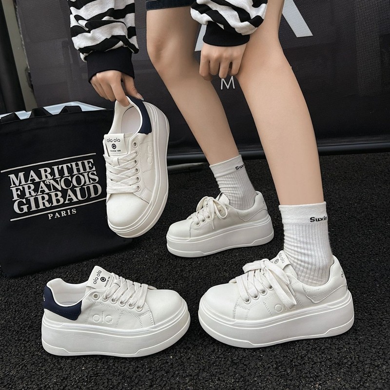 真皮厚底增高小白鞋女款2025秋季新款饼干鞋软底轻便休闲运动板鞋|undefined