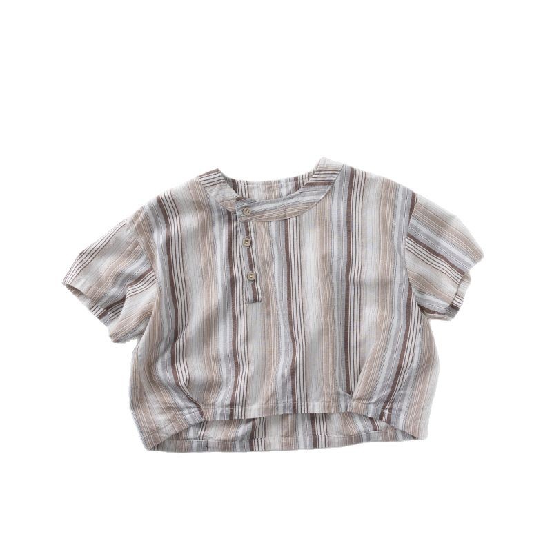 Camiseta Mori coreana de algodón para niños 2025 verano nuevo estilo para hombres y mujeres camisa de bebé de manga corta chaqueta delgada ropa para niños de moda
