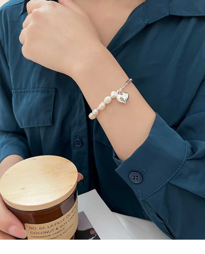 S Yintai Silver Vintage Baroque Pearl Love Bracelet Student Light Luxury High End Feel Handmade Jewelry_voghion.com