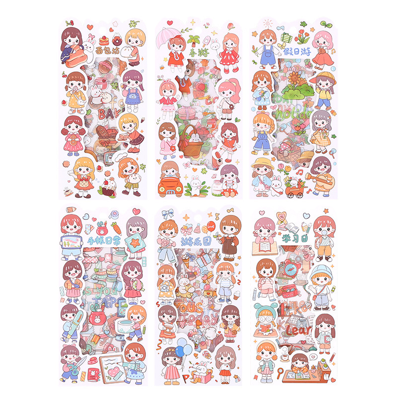 Vigilancia de la niña transparente pegatinas impermeables para mascotas diy diario de mano pegatinas decorativas pegatinas de papelería de dibujos animados adorables chicas