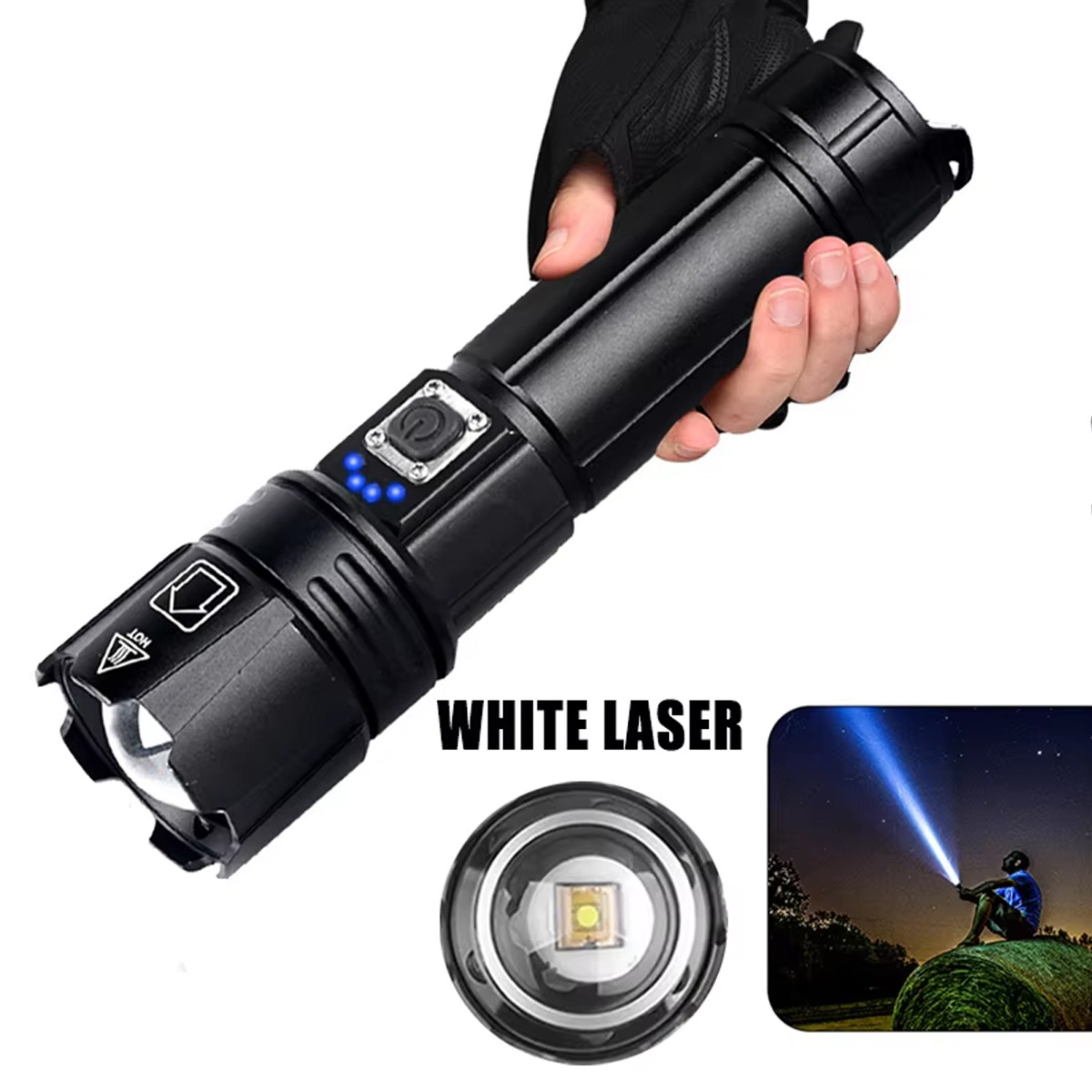 Nuevo zoom telescópico transfronterizo XHP99 / P70 linterna de luz LED linterna de carga USB al aire libre