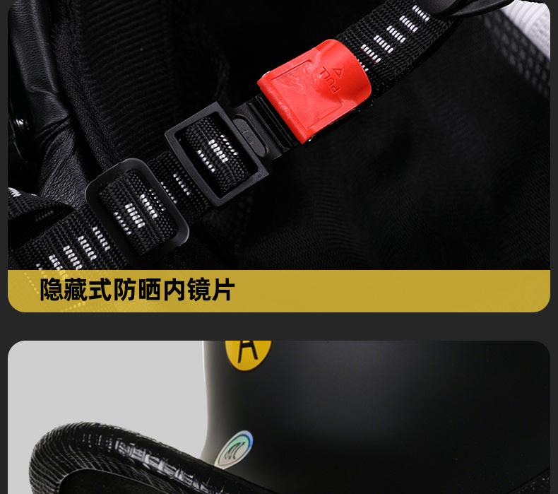 Electric Motorcycle Helmet, Retro Half Helmet, Men's and Women's Scoop Helmet, Motorcycle Flip-Up Helmet, Spring and Summer Electric Battery Safety Helmet