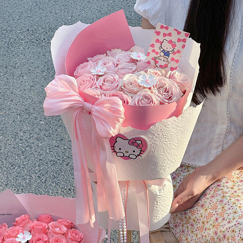 永生花蝴蝶结kt猫玫瑰花束香皂花送闺蜜生日礼物送女友七夕礼物|undefined
