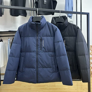 H家--90绒简约时尚蓬松保暖纯色休闲立领羽绒服秋冬防风鸭绒服
