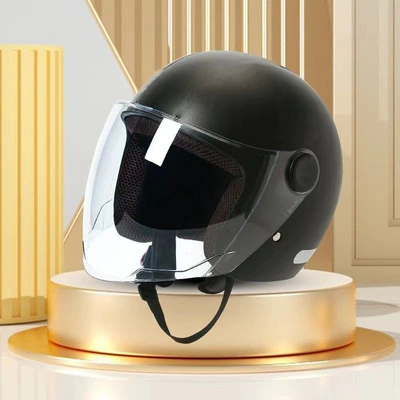 【Cross-Border Trade】Electric Vehicle Winter Helmet for Men and Women, Warm All-Season Battery Car and Motorcycle Safety Helmet, Full-Face Helmet (Motosiklet kaskı (dəbilqə)) - black-full-face-helmet-hd-long-mirror