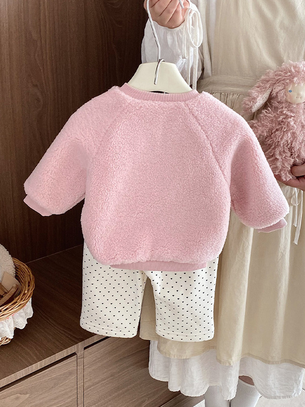 女童套装秋冬款加绒卫衣裤子婴儿衣服冬装分体两件套女宝宝外出服|undefined