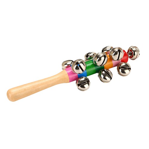 Orff percussion instrument 10 bell rattle plastic rainbow hand bell colorful rattle colorful one-word rattle instrument