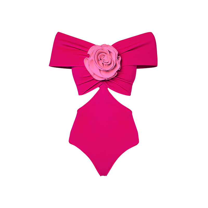 Women's Elegant Lady Solid Color Flower 2 Pieces Set One Piece Swimwear display picture 4