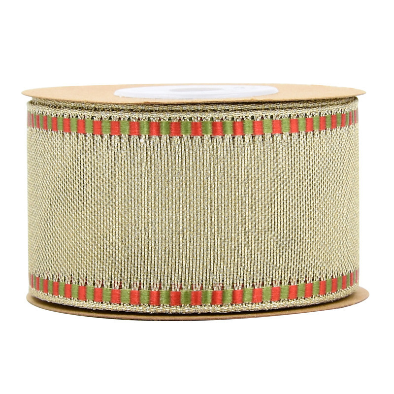 4cm transfronterizo hilo teñido cinta de seda de metal Navidad vacaciones decoración material jardinería DIY cinta de alambre de hierro cinta borde