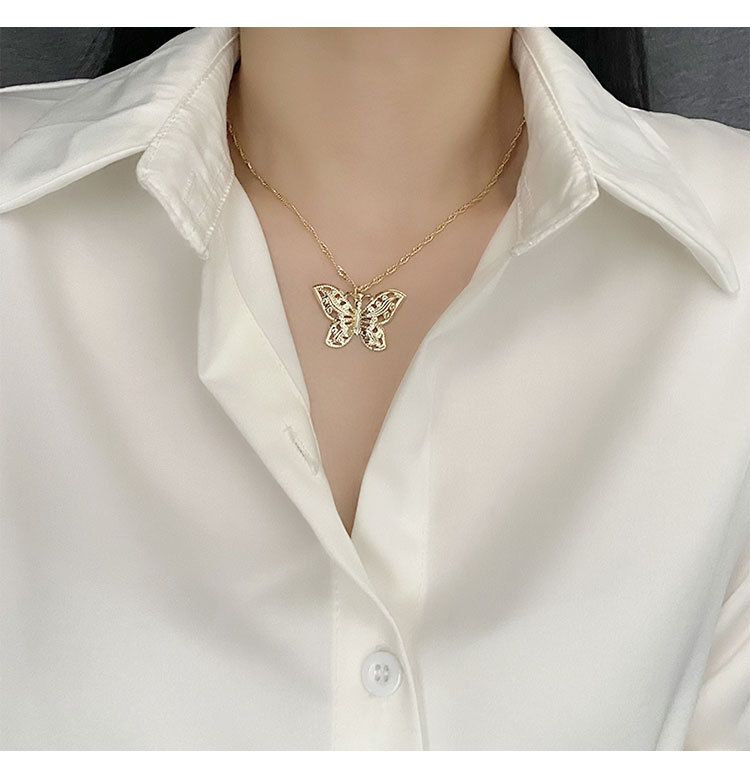 Retro Butterfly Copper Plating Pendant Necklace 1 Piece