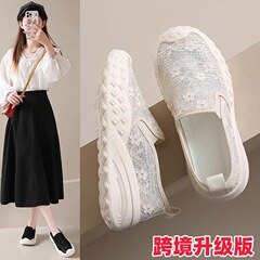 クロスボーダー Xiaoxiangfeng メッシュ漁師の靴女性のための 2025 新しい夏のカジュアルシューズソフトソール通気性レース靴