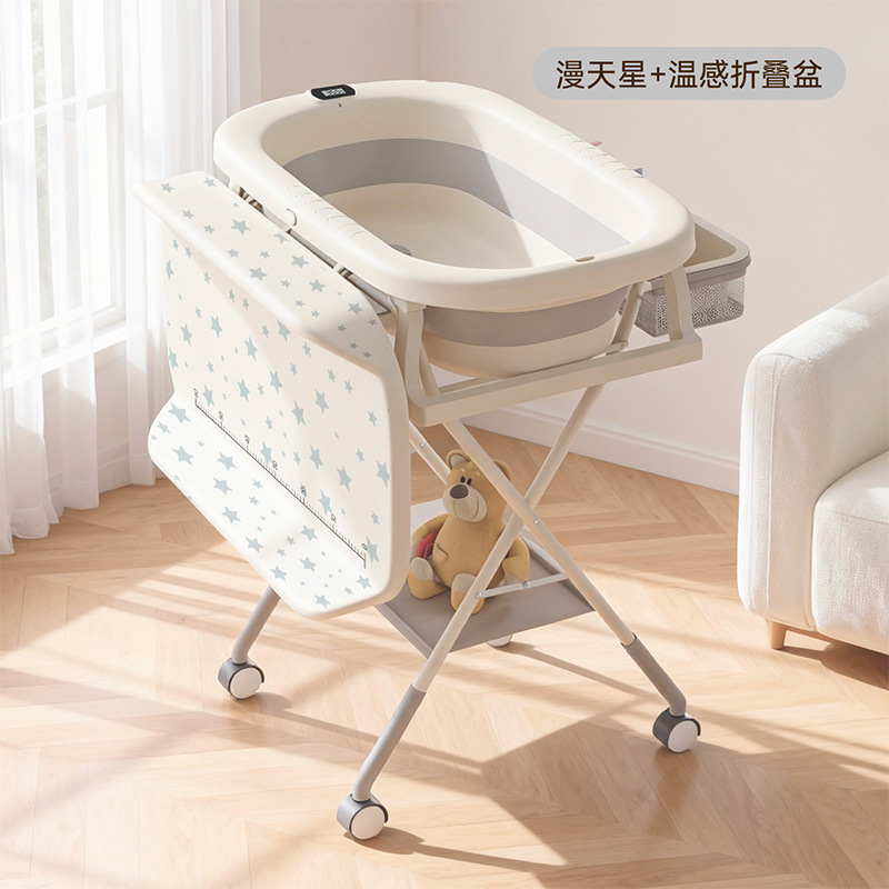 Baña para bebés recién nacidos, conjunto de soporte de bañera para bebés, tabla de enfermería para cambiar pañales, percha de secado postparto sin doblarse