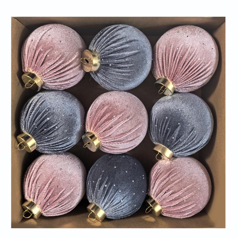 Transfronterizo 8CM set 9 lujo con taladro envuelto tela de peluche bola de Navidad árbol de Navidad bola de decoración de fiesta en casa