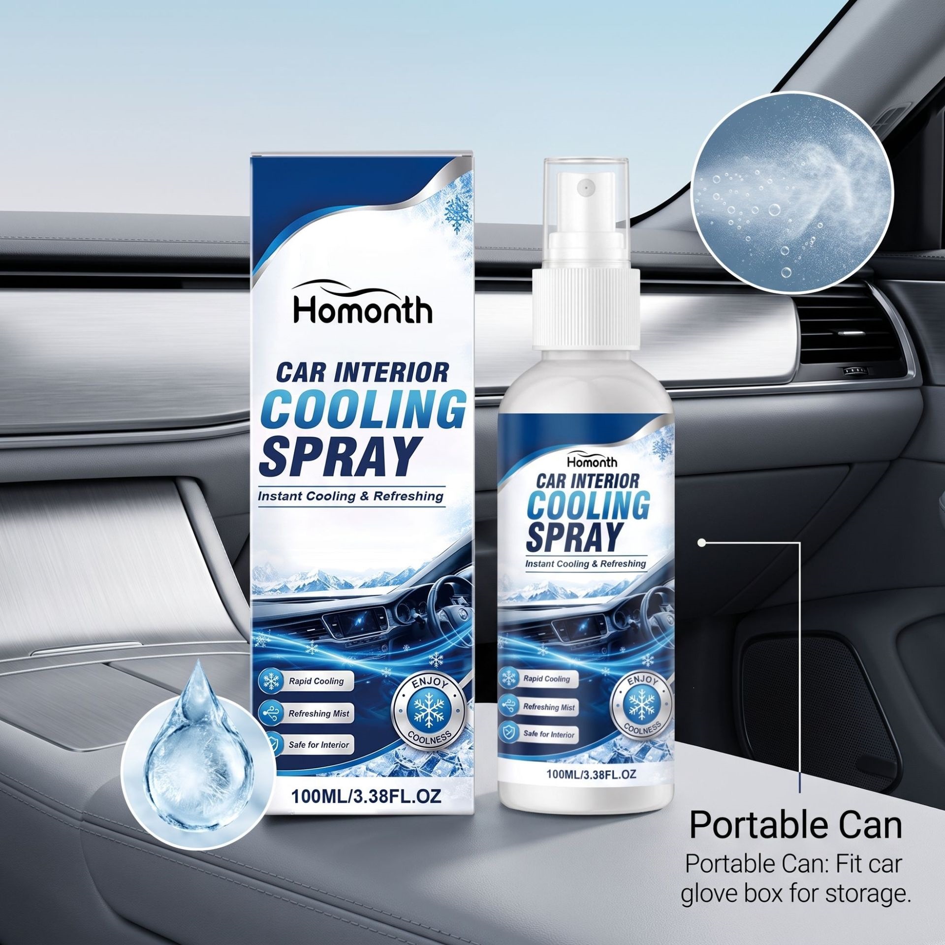 HOMONTH Car Interior Cooling Spray - Summer Car Interior Cooling Spray for Outdoor Parking