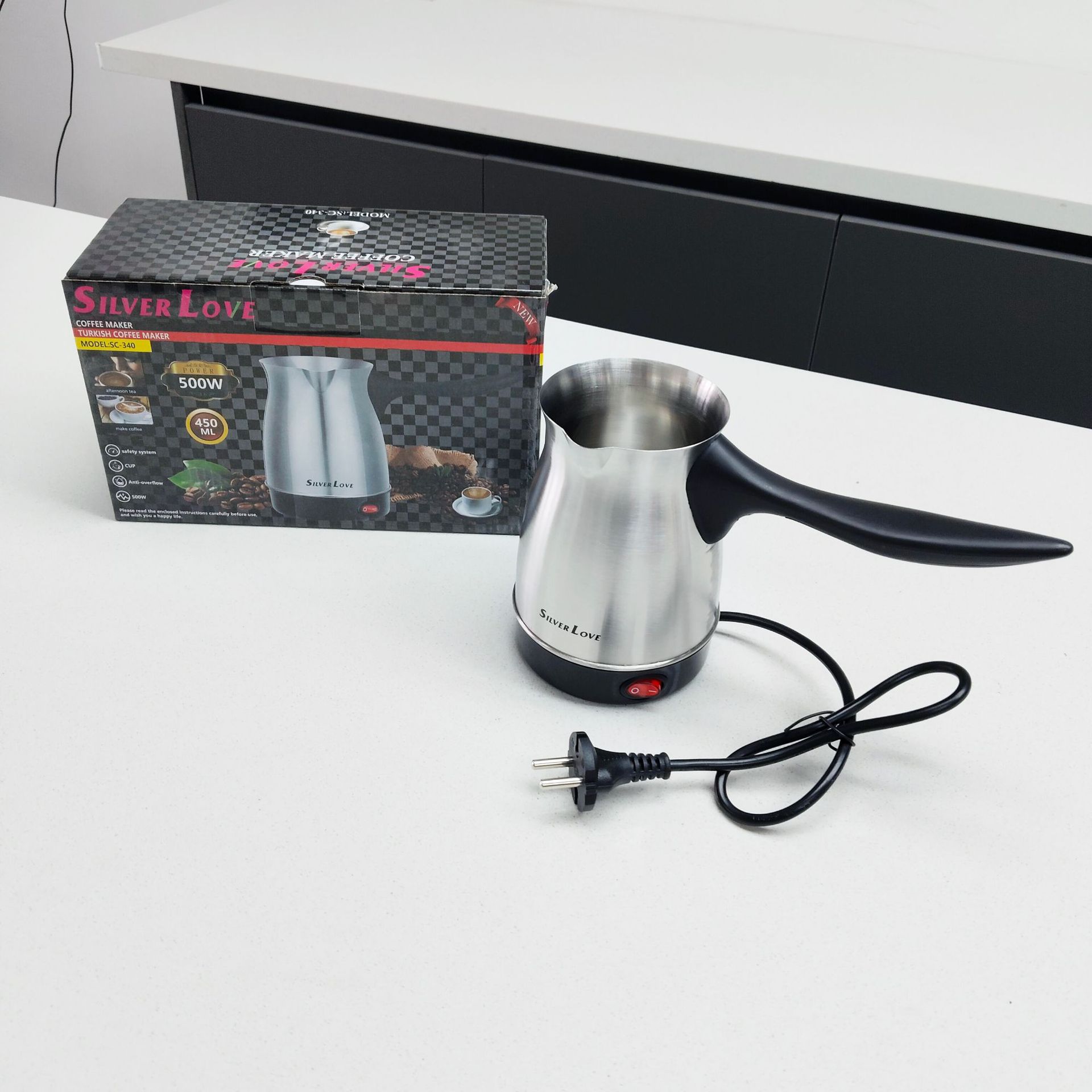 Ventas transfronterizas de cafetera turca caliente hervidor eléctrico de acero inoxidable automático apagado rápido hervidor de té al por mayor