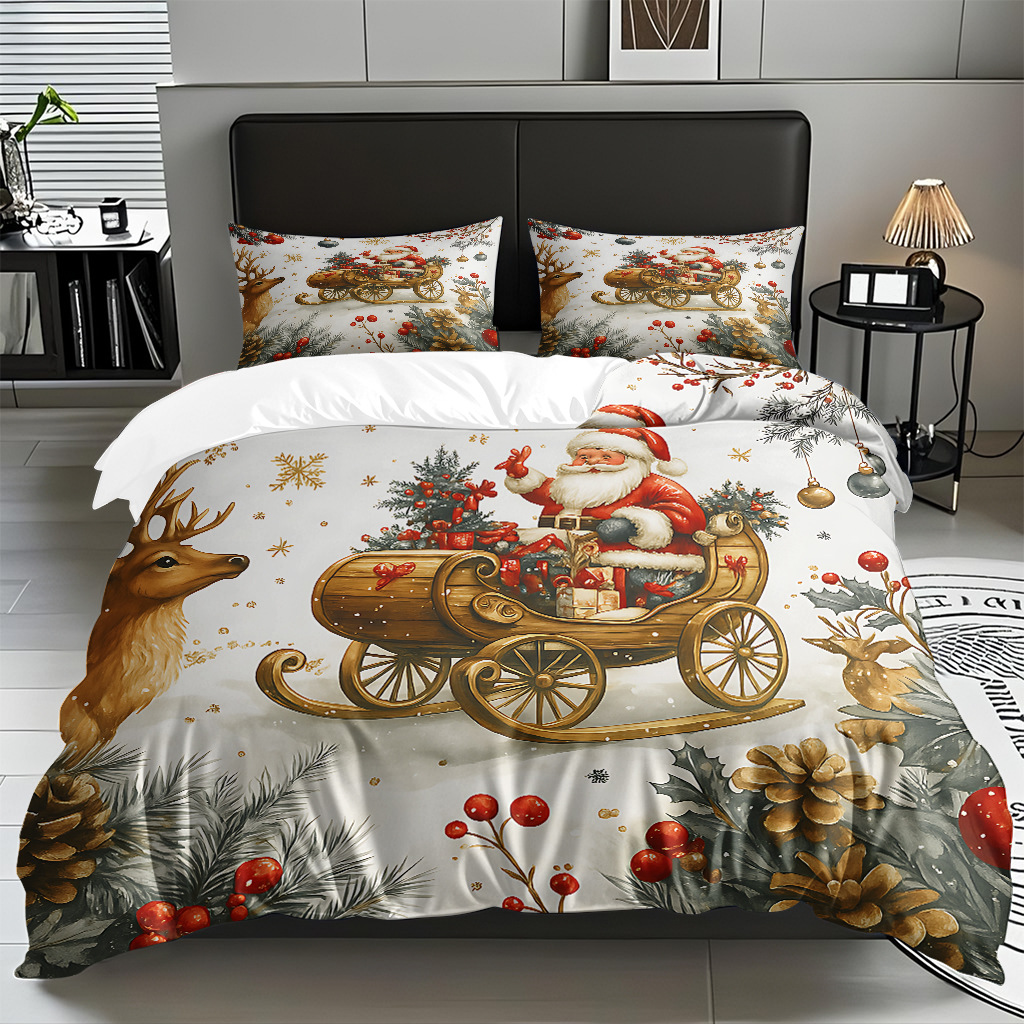 Textiles caseros transfronterizos patrón navideño suave polirido quilt kit de impresión digital HD TEMU / JIT