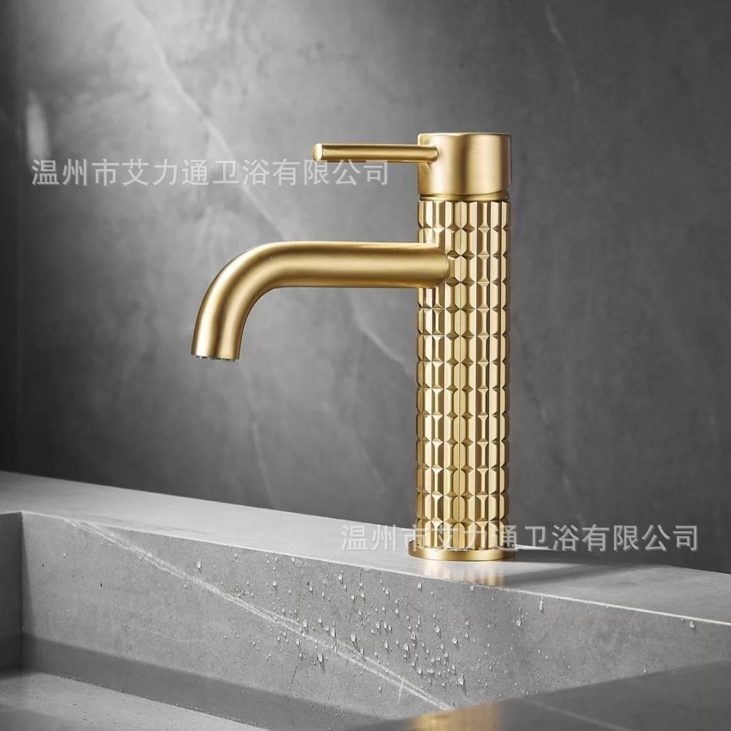 Grifo Antisalpicaduras para Lavabo de Cobre Mezclador de Agua Fría y Caliente para Mueble de Baño image 2