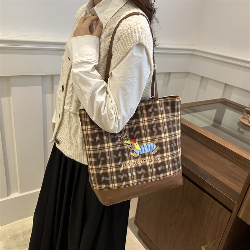 Bolsa de gran capacidad de superfuego para mujeres 2024 nuevo lindo perro salchicha bolso de hombro cuadrado otoño y invierno bolso de tote universal