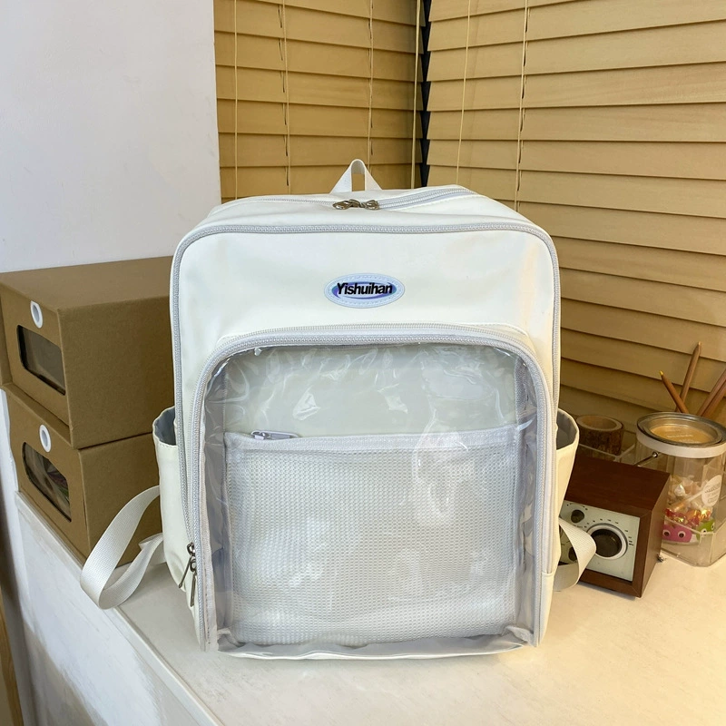 Transparent Japanese capacious backpack, square school bag