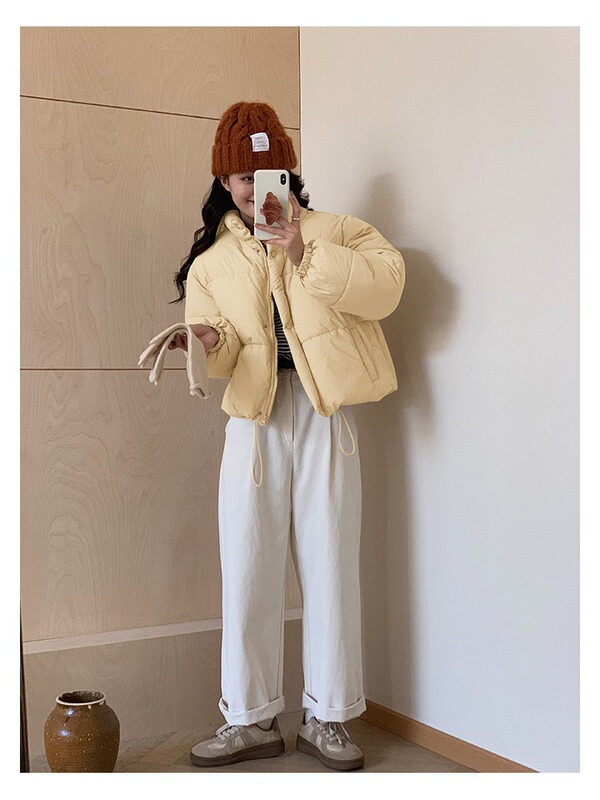 网红短款立领棉服棉衣女2025新款冬季韩版宽松加厚面包服棉袄外套|undefined