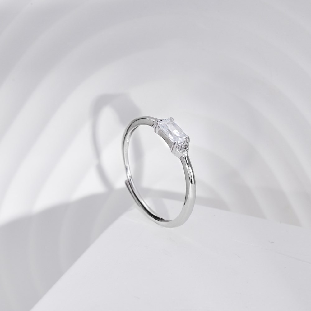 Simple Style Geometric Silver Plating Zircon Open Ring