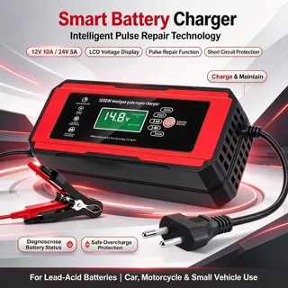 电瓶充电器12V10A24V5A电动车电池脉冲快充便携式大功率自动断电