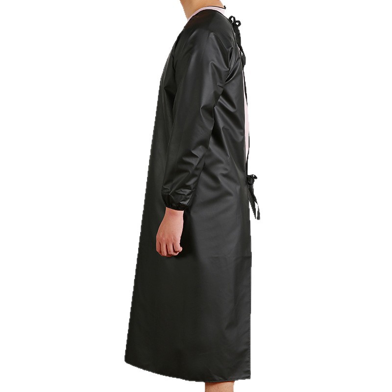 Ropa impermeable a prueba de agua y aceite protector de trabajo delantal compuesto de PVC negro resistente al desgaste de manga larga recubrimiento de tendón protector de ropa de trabajo