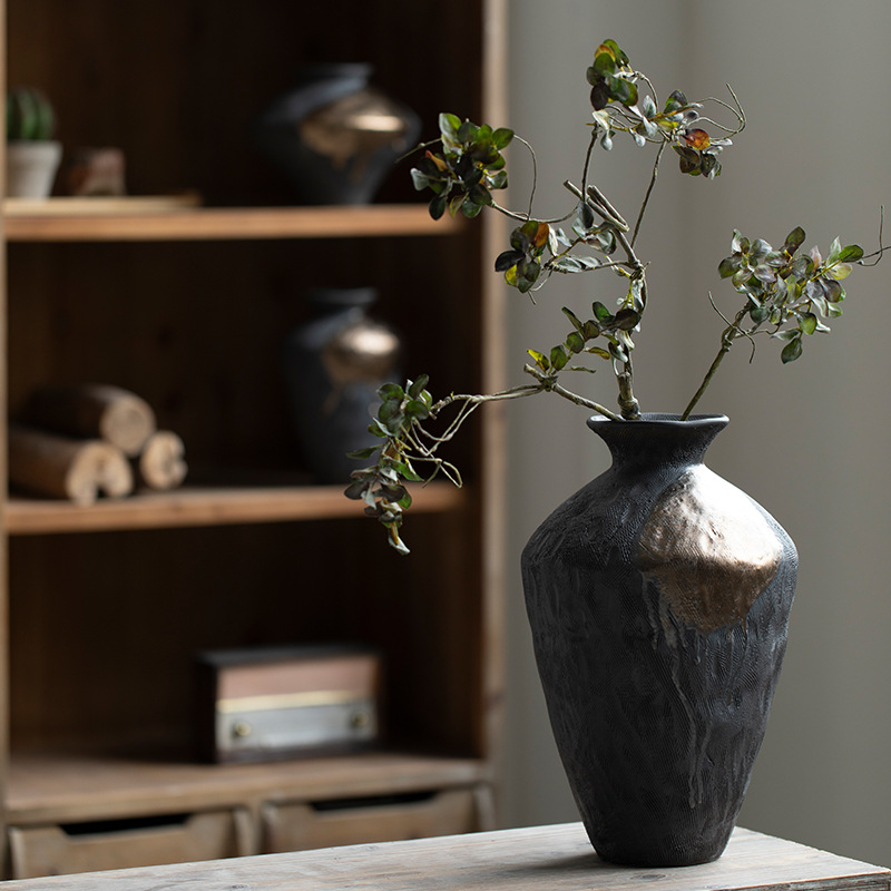 景德镇禅意复古陶瓷花瓶水培鲜花插花装饰品酒店别墅粗陶手工摆件