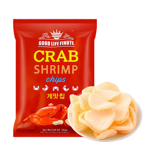 South Korea's Qulaifu Garlic, Corn, Yellow Crab and Shrimp Crackers 82g, 14 packs per box, guaranteed for one year, puffed snacks gift pack