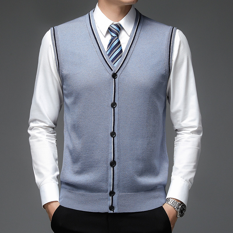 Men's Vest V-neck Warm Vest Sleeveless 2022 Autumn and Winter New Knitted Waistcoat Men's Shirt Men's Knitted 9061