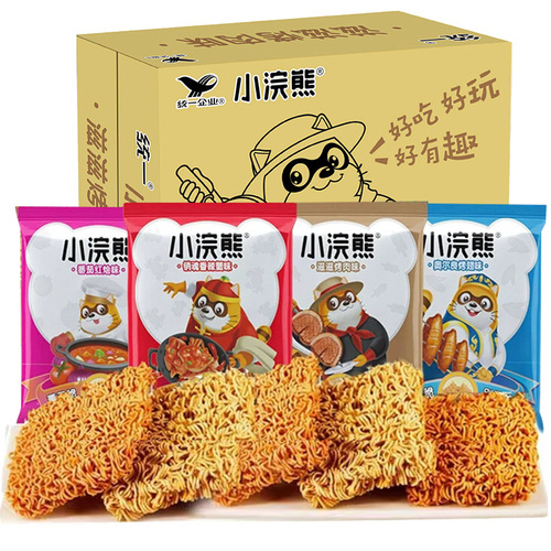 Uni-President Little Raccoon Crispy Noodles Whole Box Dry Noodles Ready-to-Eat Snacks Wholesale Snack Food Bagged Instant Noodles
