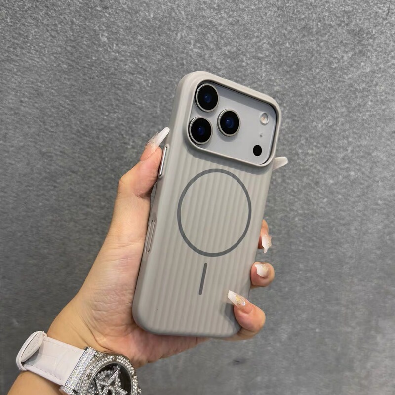 适用苹果17手机壳瓦楞纹磁吸硬壳iPhone17promax肤感磨砂高级感新|undefined