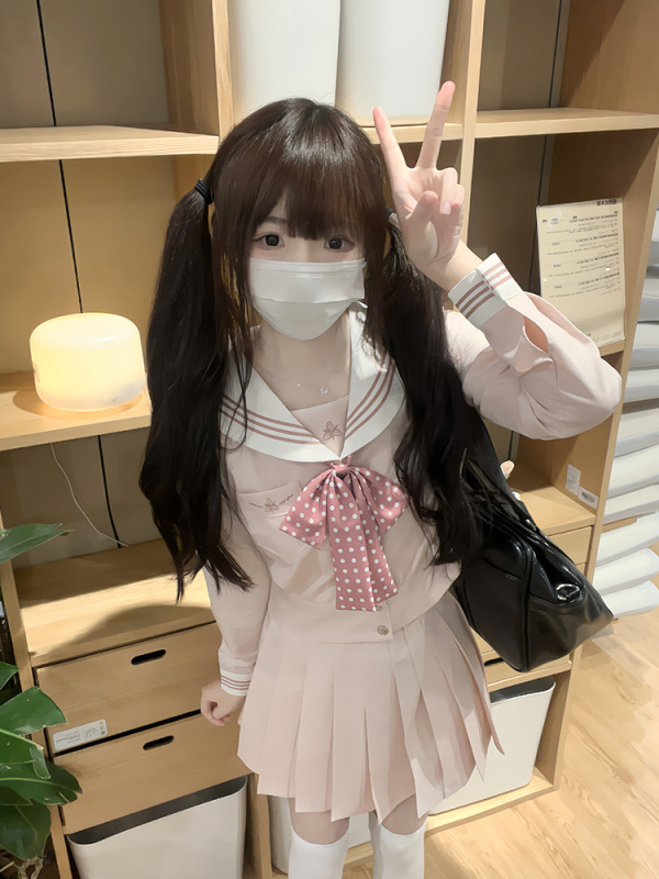 妖言兔兔【甜甜樱】jk原创水手服学院风套装女日系长袖收腰百褶裙|undefined