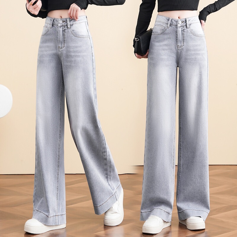 Authentic Brand Summer Women's Denim Wide-Leg Pants Korean Style High-Waisted Fashion Casual Versatile Straight-Leg Trendy Slimming Pants Authentic Brand Summer Women's Denim Wide-Leg Pants Korean Style High-Waisted Fashion Casual Versatile Straight-Leg Trendy Slimming Pants